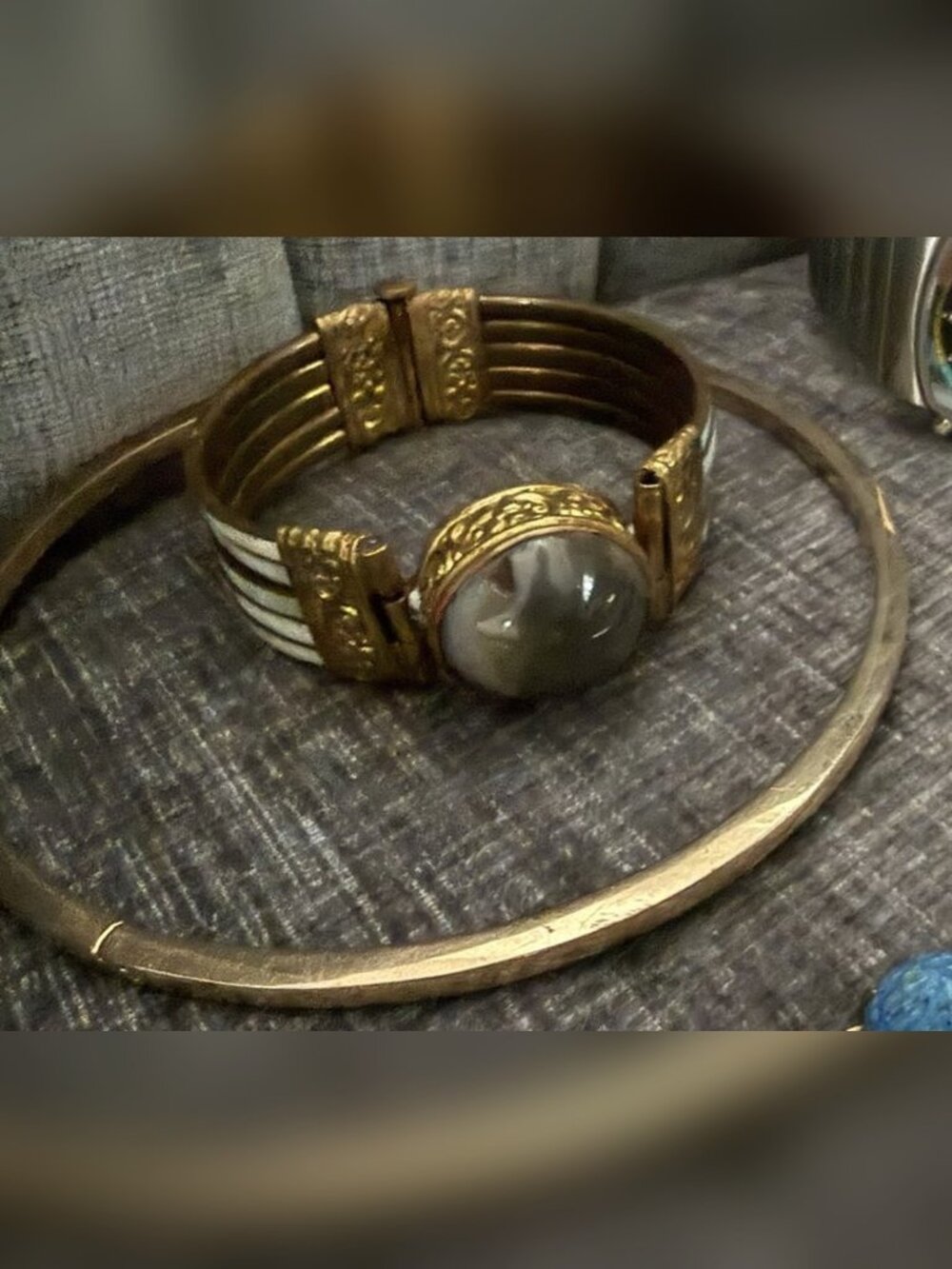 Thin Engraved Gold Bangle